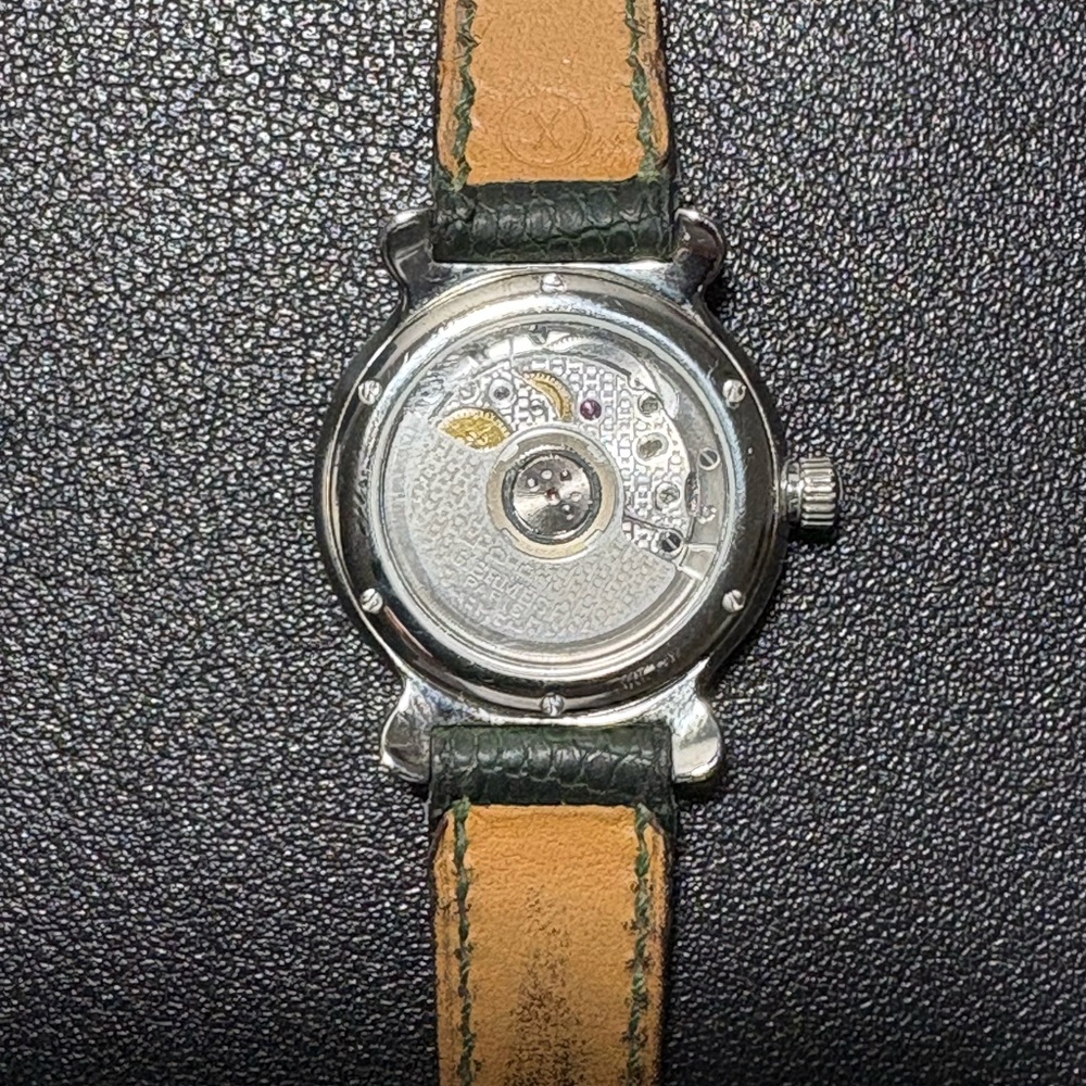 HERMES Kepler Authentic Auto Women Watch. Silver dial & Green Leather band. - Picture 12 of 16